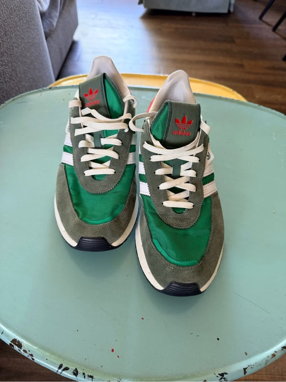adidas Green and White sneakers men’s size 10